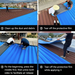 Step-by-step process of applying a blue protective tape on a roof.