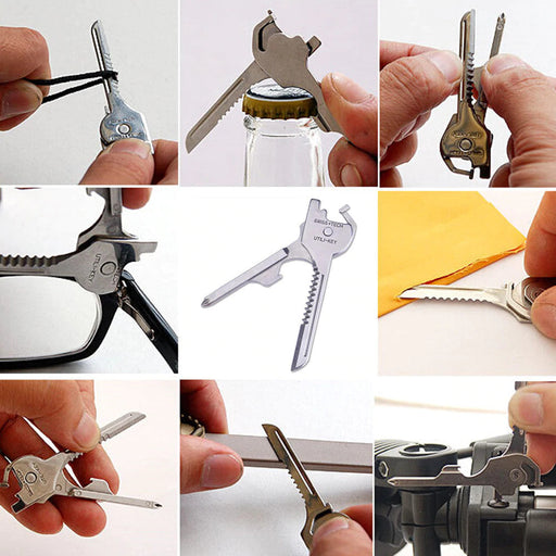 Multifunctional tool with various attachments being used