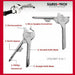 Swiss+Tech UTILI-KEY 6-in-1 keychain tool with labeled features on a white background.