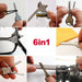 Multitool with multiple functions shown in a collage, labeled '6in1'.