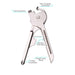 Multifunctional tool with various blades labeled on a white background
