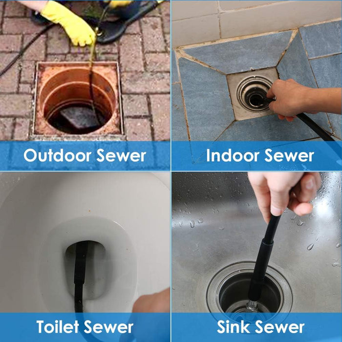 Sewer Jetter Nozzles Kit 30m Drain Cleaning Hose