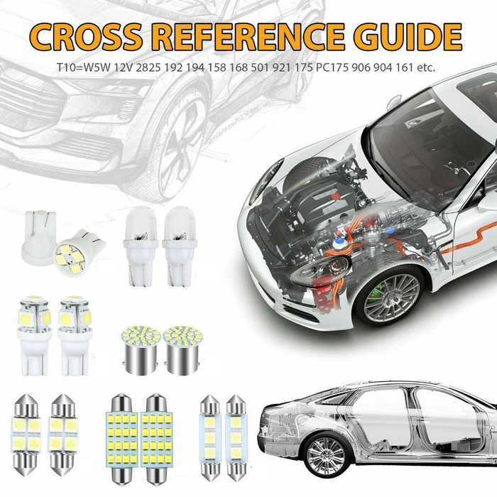 42Pcs Car Interior Combo LED Map Dome Door Trunk Light Bulbs White