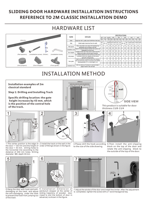 4M Sliding Door Barn Door Hardware