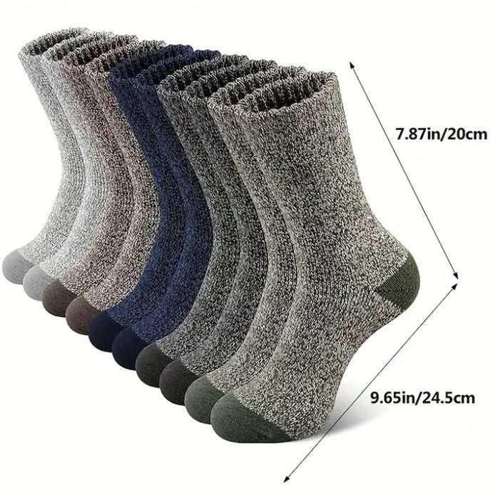 5 Pairs Men's Merino Wool Hiking Socks – Thick Warm Winter Crew Socks