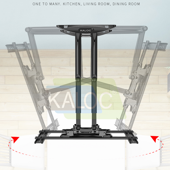KALOC TV stand with adjustable height on a light background
