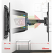TV wall mount with adjustable arm, showing measurement details, on a white background.