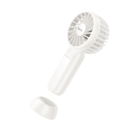 White handheld fan on a white background