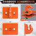 Orange metal clamps with dimensions on a white background