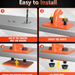 Step-by-step installation guide for a metal bracket on a tractor.
