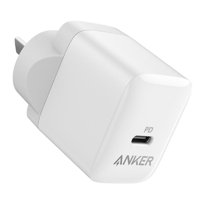 Anker power adapter with USB-C port on a white background