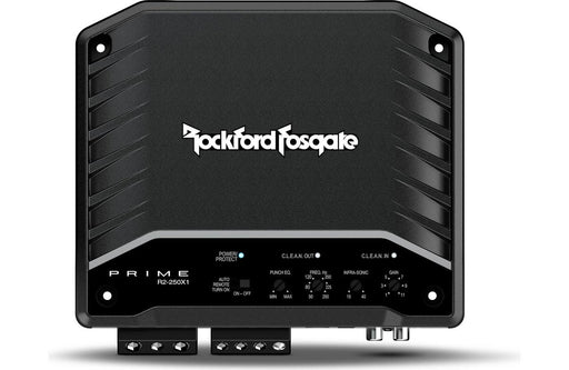 Rockford Fosgate amplifier on a white background