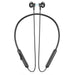 Black neckband headphones on a white background