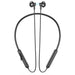 Black neckband headphones on a white background