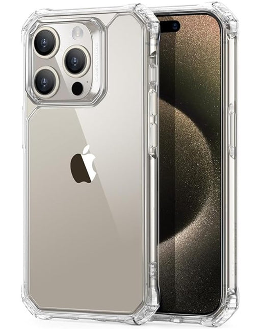 Clear phone case on an iPhone with visible Apple logo