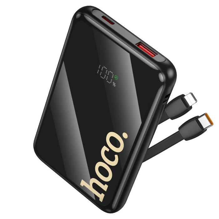 Hoco Q37 22.5W 10000mAH PD+QC Power Bank w/ 2 Built-in Cables Black