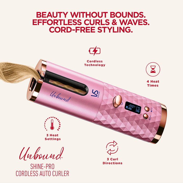 VS Sassoon Unbound Shine-Pro Cordless Auto Curler, 60min