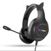 Black gaming headset with cat ear design and Playmax logo on a white background