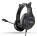 Black gaming headset with cat ear design and Playmax logo on a white background