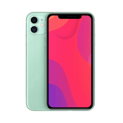 Green smartphone with a colorful display on a white background