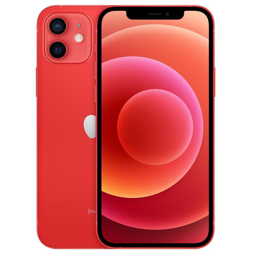 Red smartphone showing front and back on a white background