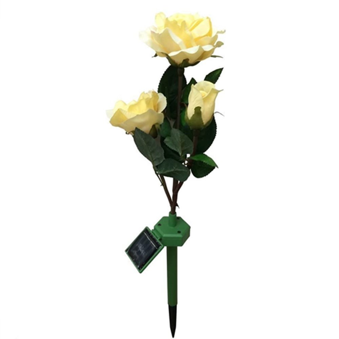 Solar Flower LED Light Artificial Rose Garden Landscape Decor Yellow