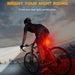 Biker on a road at sunset with a bright red light on the bike, text 'Bright Your Night Riding'.