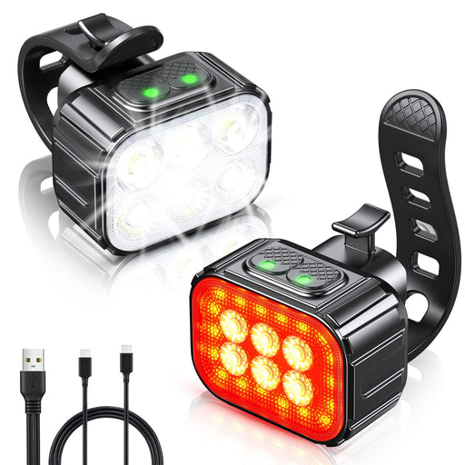 Bicycle lights with USB cable on a white background