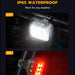 Bicycle lights with IP65 waterproof rating on a dark background