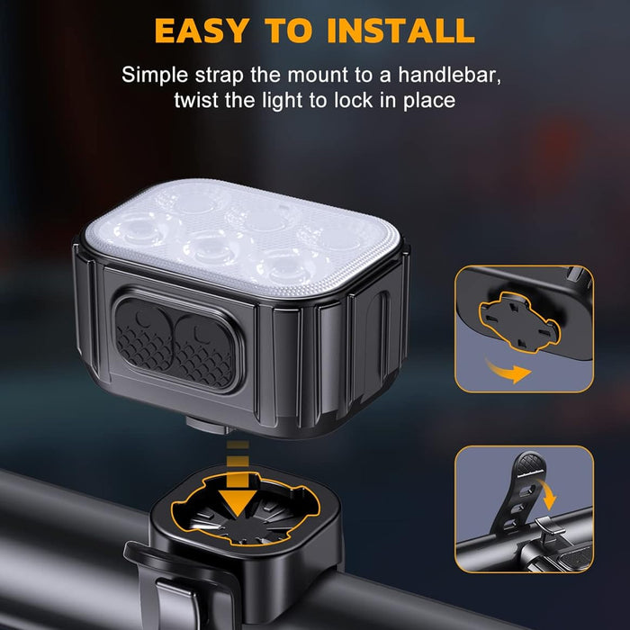 Bicycle light mount with installation instructions on a dark background