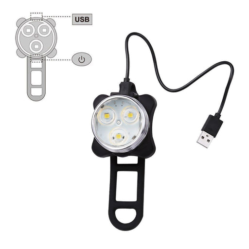 Black LED light with USB cable on a white background