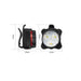 Black LED light with measurements on a white background
