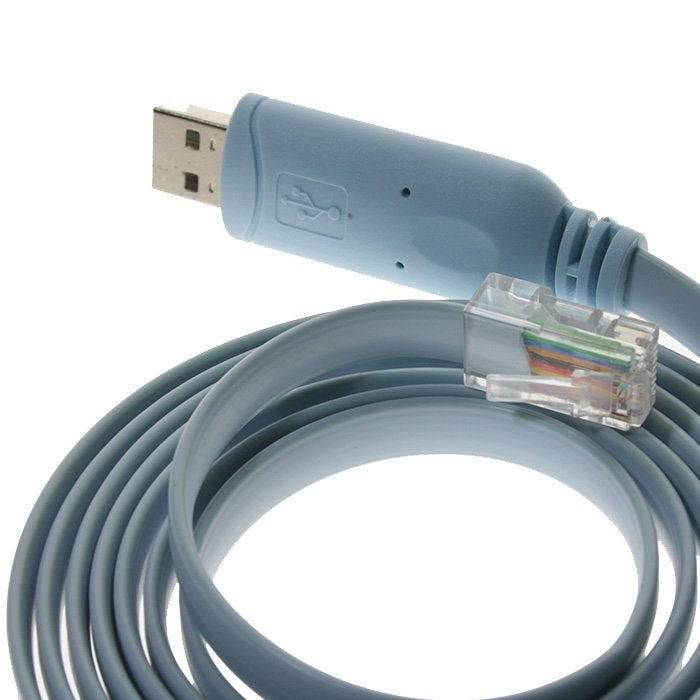 Gray Ethernet cable with USB connector on a white background