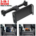 Black 3-in-1 car seat headrest tablet holder with installation instructions on a white background.