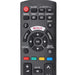 Black remote control with Netflix button on a white background