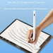 Hand holding a stylus over a digital drawing pad with text 'No delay! Constant touch!' on a blue background.
