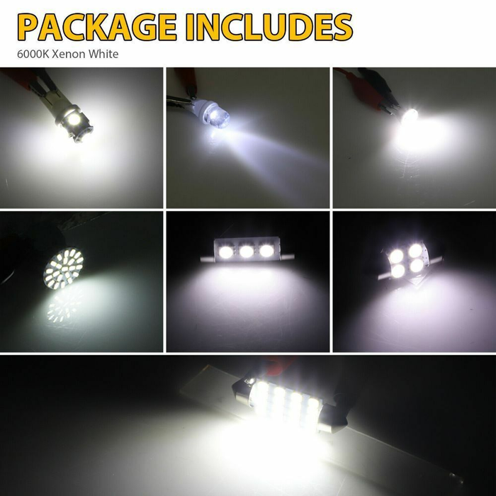42Pcs Car Interior Combo LED Map Dome Door Trunk Light Bulbs White