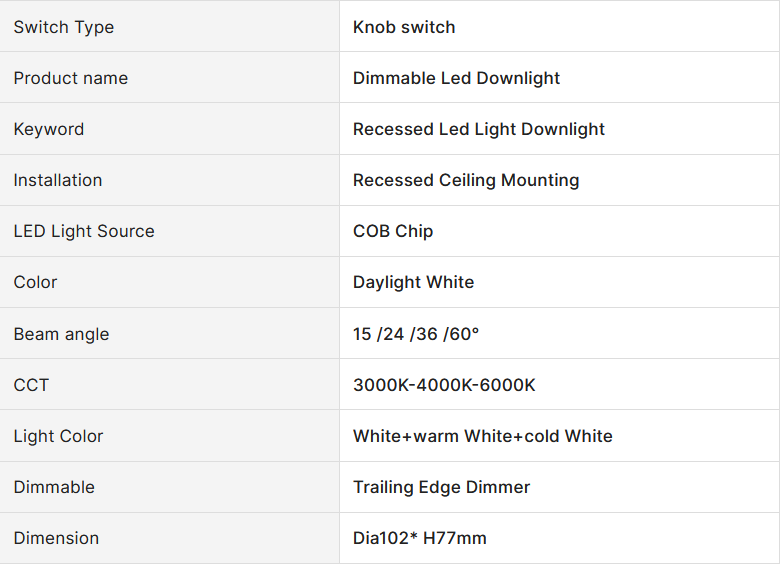13W 1150 lumens ,Tri-Color Dimmable LED Downlight, Dia 102mm