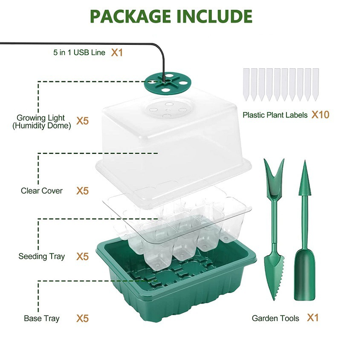 Heightened Seedling Tray Kit with Light