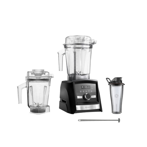 Blender set with different containers on a white background