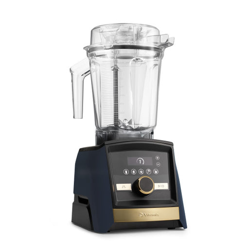  Matt Blue Vitamix blender with clear container on a white background