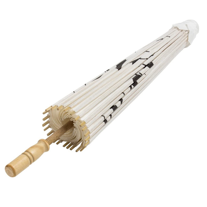  umbrella with wooden handle on a white background