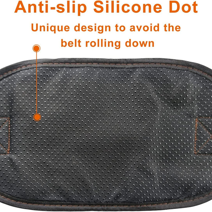 Black waist belt with anti-slip silicone dot feature on a white background