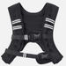 Black dog harness with reflective stripes on a white background