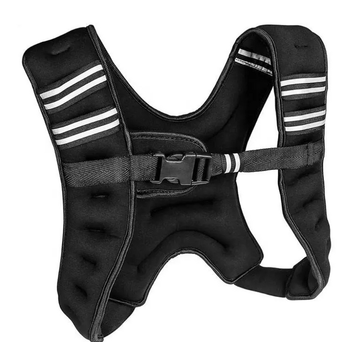 Black weight vest with gray straps on a white background