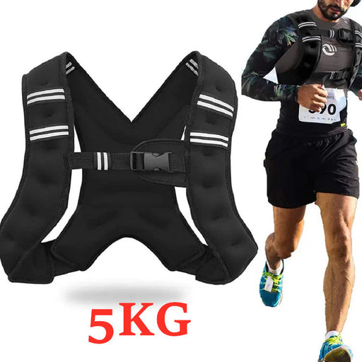 Black weighted vest with 5KG label next to a person running