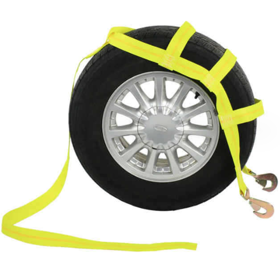 Tow Dolly Basket Straps with Flat Hook Car Dolly Straps Universal Fit Most 14"-17" Wheels
