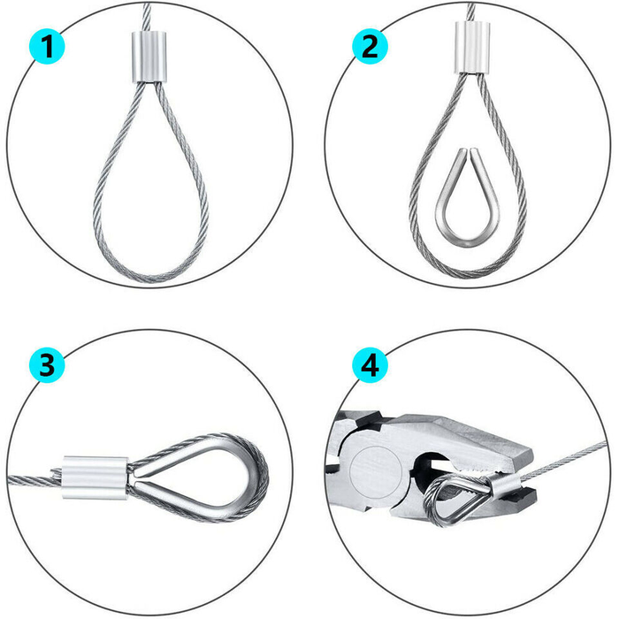 30M Stainless Steel Wire Rope Cable Kit with Turnbuckles & Hooks