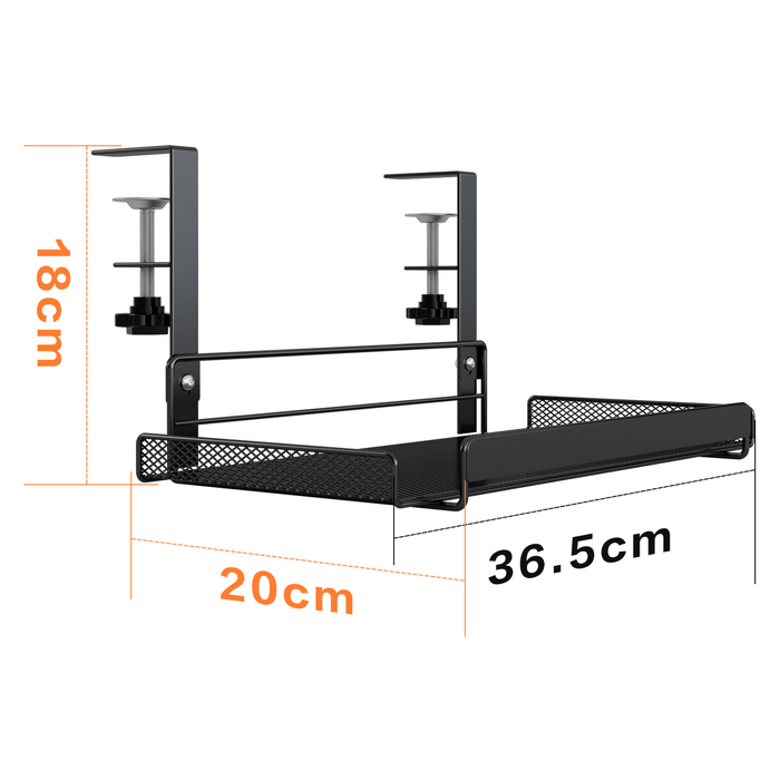Under Desk Cable Management Tray No Drill, Metal Mesh Cable Tray with Clamp