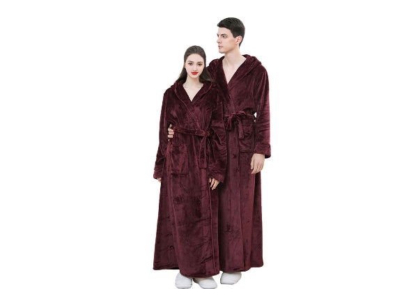Flannel Adult Hooded Long Bathrobe